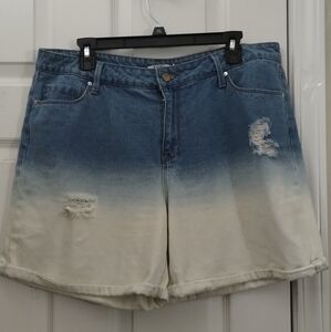 JustFab Ombre Blue/White Jean Shorts